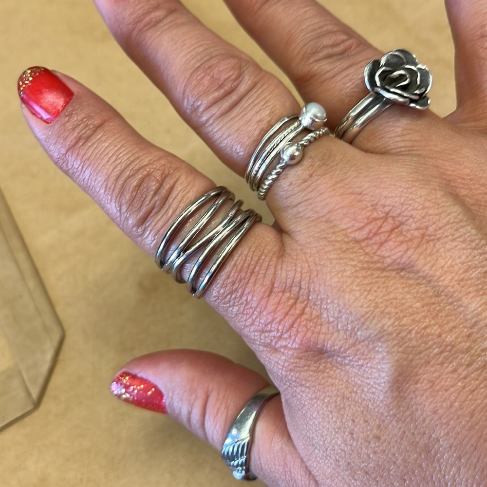 Sterling Silver Statement Ring 9.5 Stack Style S9… - image 5